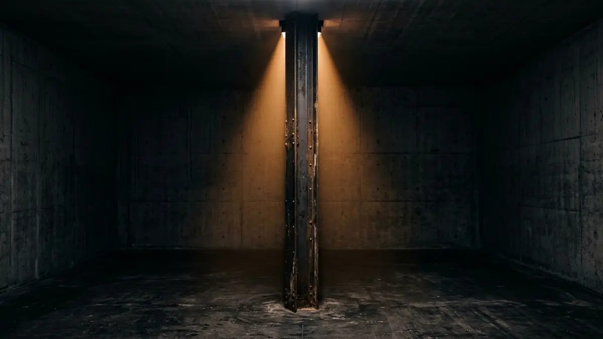Interior moderno e compacto de loja de vizinhança organizada com gôndolas cinza escuro e iluminação em trilhos.