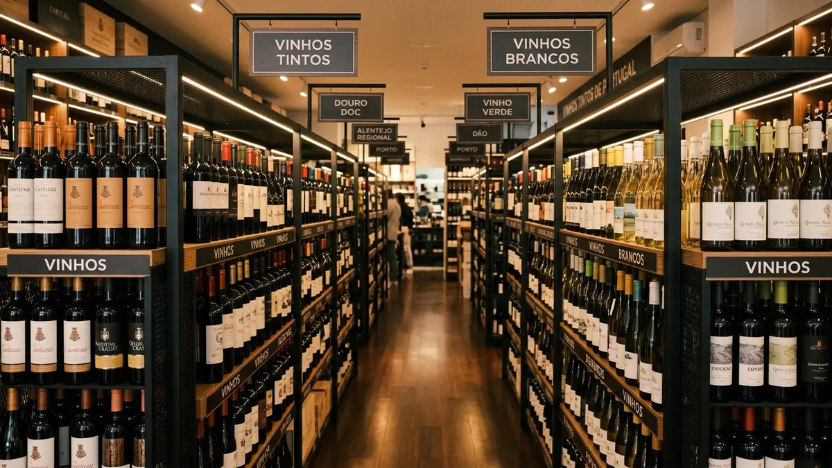 Adega premium em Campo Grande MS, mostrando prateleiras de aço e madeira pretas projetadas para vinhos e destilados iluminadas de forma sofisticada.
