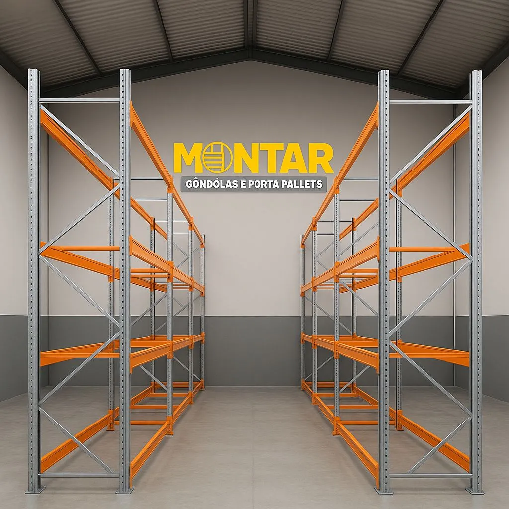Porta Pallets - Vista frontal da estrutura completa